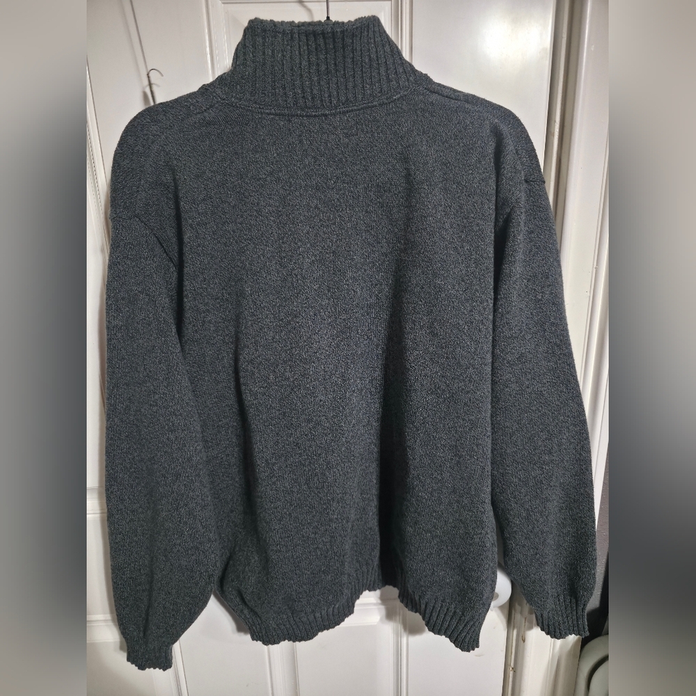 Oscar de la Renta Men's XXL Tight-Knit Pullover Sweater 1/4 Zip Mock Neck Gray - Picture 7 of 9
